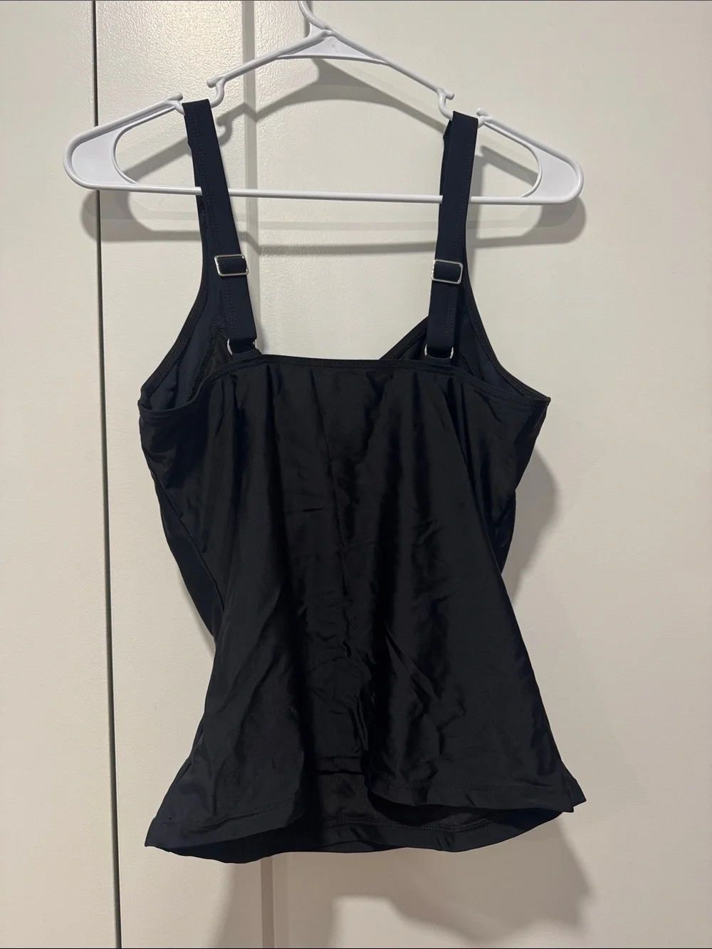 Black Gathered Front Tankini Top